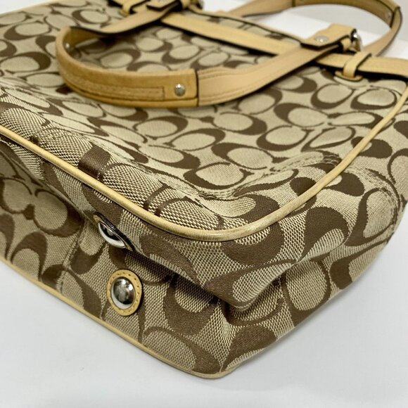 COACH Beige / Zebra Signature Stripe Jacquard Leather Satchel F13993 Hangtag - Picture 12 of 16